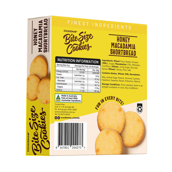 Bite Sized | Honey Macadamia Shortbread Cookies Box 150g x 8